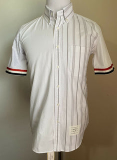 NWT Thom Browne Мужская рубашка с коротким рукавом, белая, размер 1 (S США), Италия