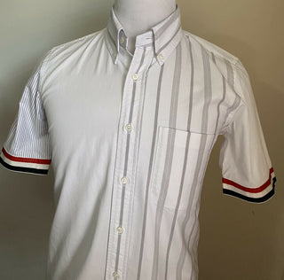 NWT Thom Browne Мужская рубашка с коротким рукавом, белая, размер 1 (S США), Италия
