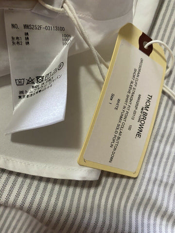 NWT Thom Browne Mens Short Sleeve Shirt White Size 1 ( S US ) Italy