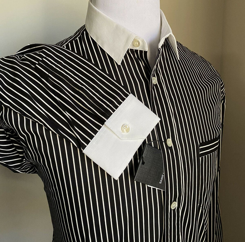 Neu mit Etikett: Saint Laurent Herrenhemd, Schwarz/Weiß, Größe 40/15 3/4, Italien