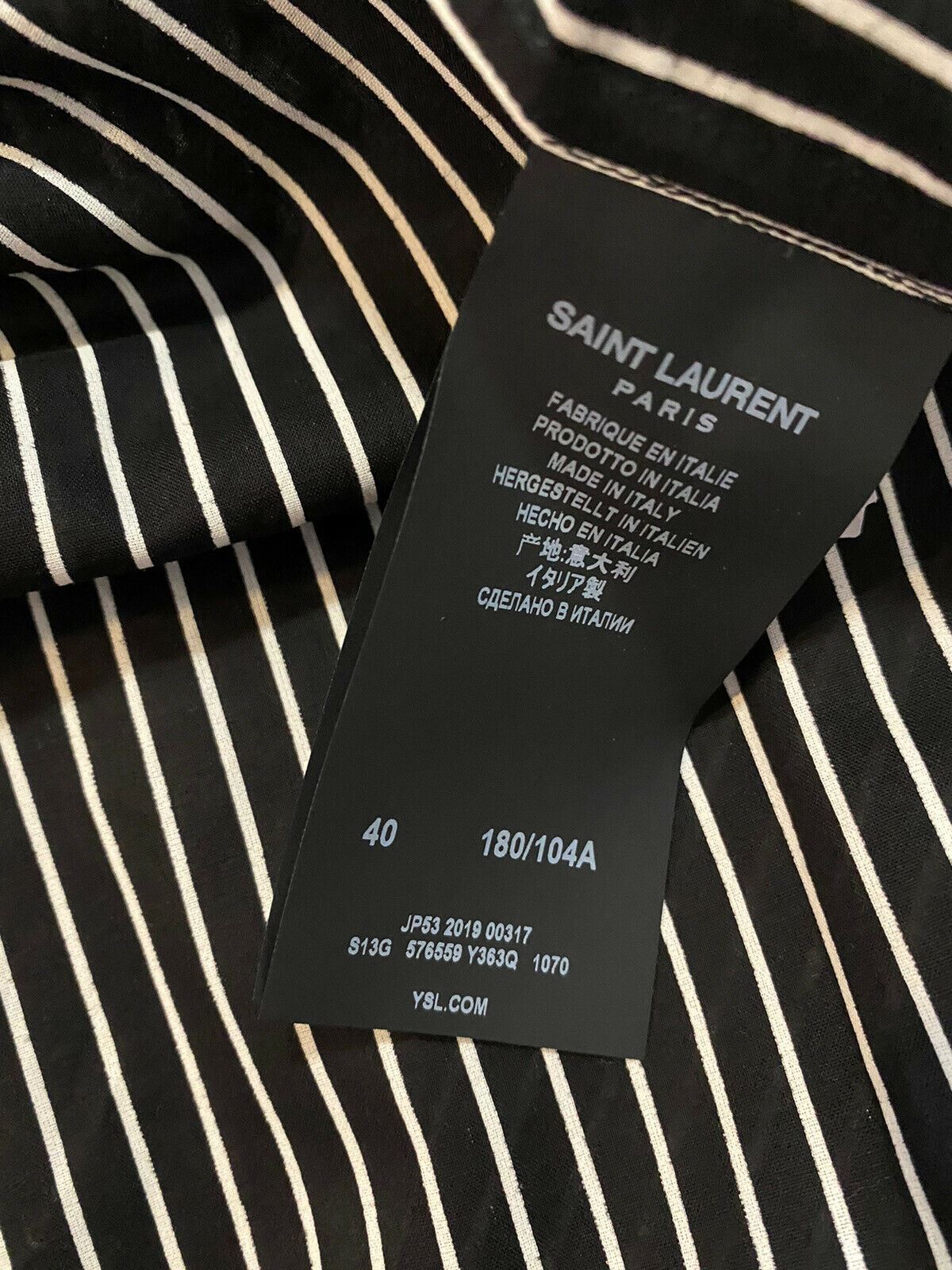 NWT Saint Laurent Mens Dress Shirt  Black/White Size 40/15 3/4 Italy