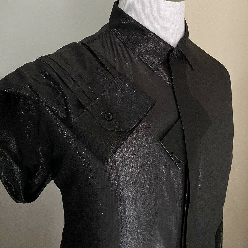 Neu mit Etikett: 890 $ Saint Laurent Herrenhemd Schwarz Größe 43/17 Italien