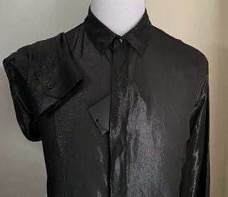 Neu mit Etikett: 890 $ Saint Laurent Herrenhemd Schwarz Größe 43/17 Italien