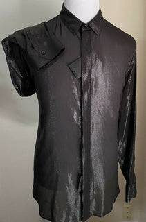 Neu mit Etikett: 890 $ Saint Laurent Herrenhemd Schwarz Größe 43/17 Italien