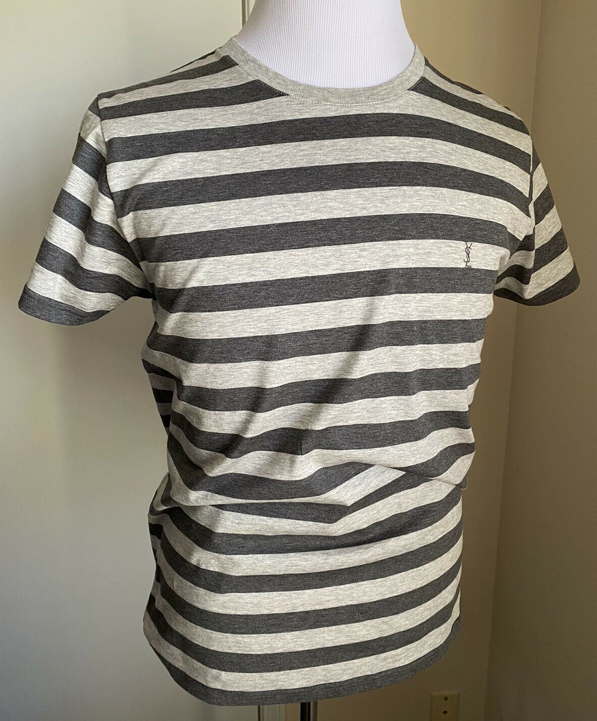 New Saint Laurent Men’s Short Sleeve T Shirt Gray Size XL Italy