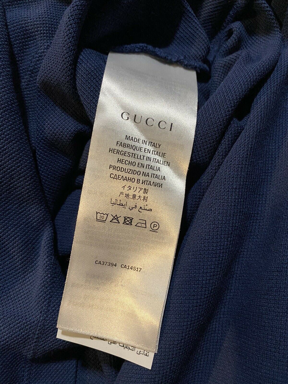 NWT Gucci Mens Long Sleeve Oversized Polo Shirt Royal Blue Size S Italy