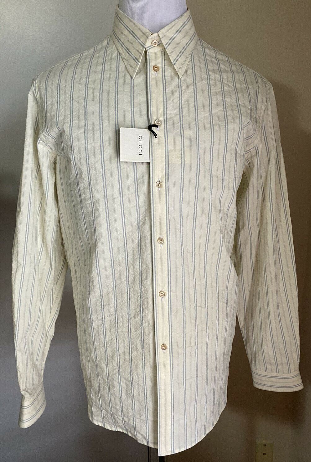 Новая мужская рубашка оверсайз в полоску Gucci Nat. Белый/Синий XL (50 евро) Италия