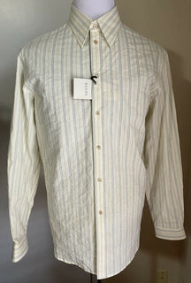 Neues Gucci Herren-Hemd mit ausgewaschenen Streifen, Nat. Weiß/Blau XL (50 Eu) Italien