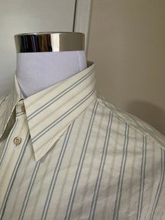 Neues Gucci Herren-Hemd mit ausgewaschenen Streifen, Nat. Weiß/Blau XL (50 Eu) Italien