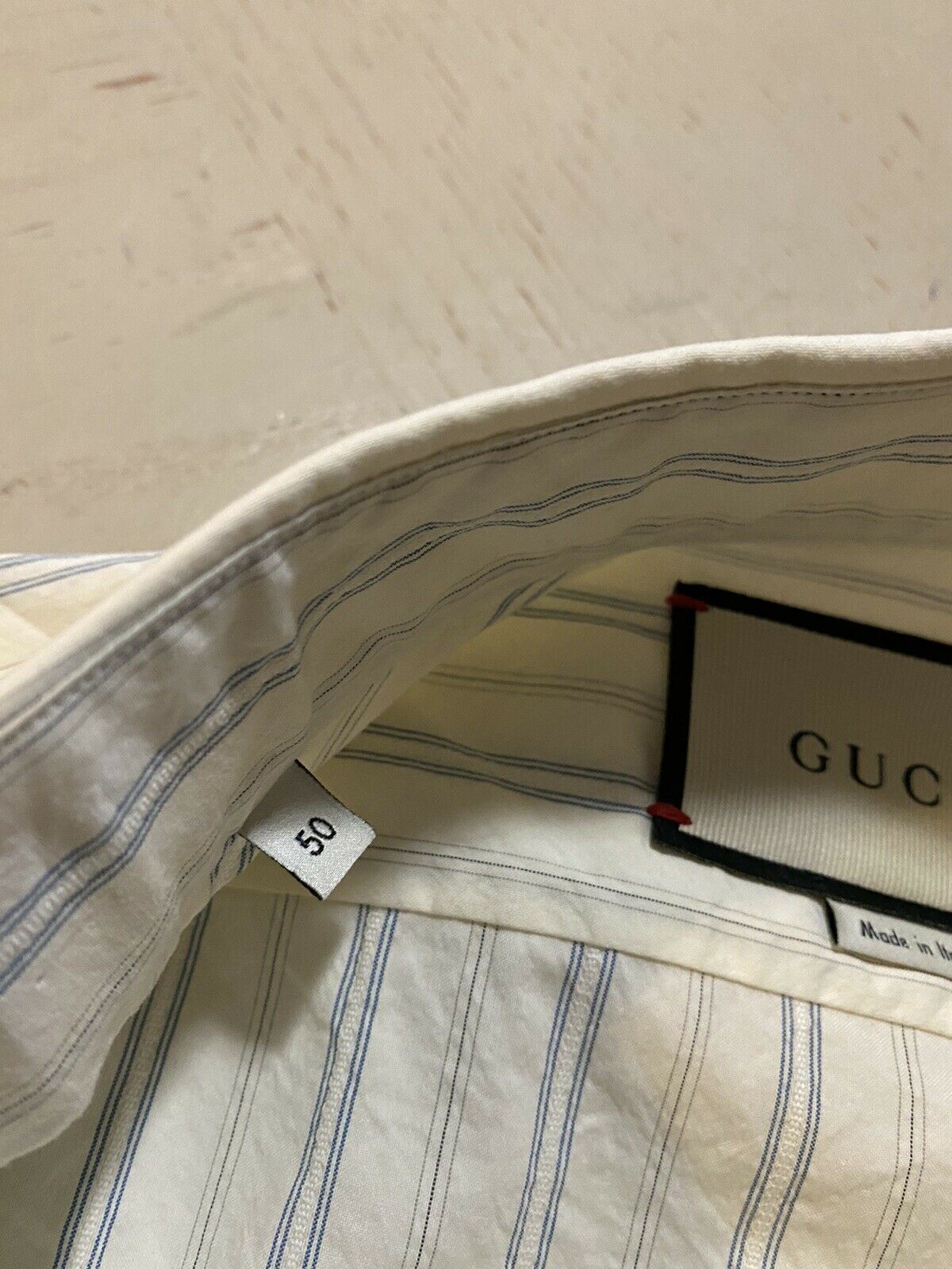 Neues Gucci Herren-Hemd mit ausgewaschenen Streifen, Nat. Weiß/Blau XL (50 Eu) Italien