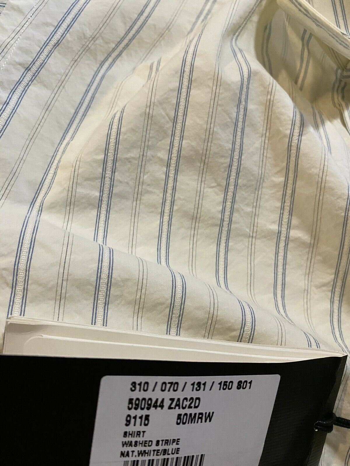 Neues Gucci Herren-Hemd mit ausgewaschenen Streifen, Nat. Weiß/Blau XL (50 Eu) Italien