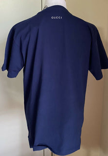 Neues Gucci Herren-Kurzarm-T-Shirt in Blau, Größe M, Italien
