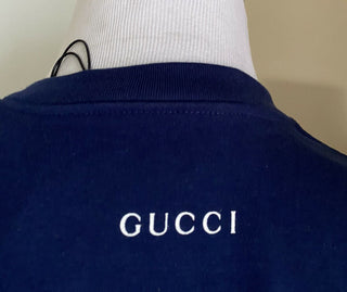 Neues Gucci Herren-Kurzarm-T-Shirt in Blau, Größe M, Italien