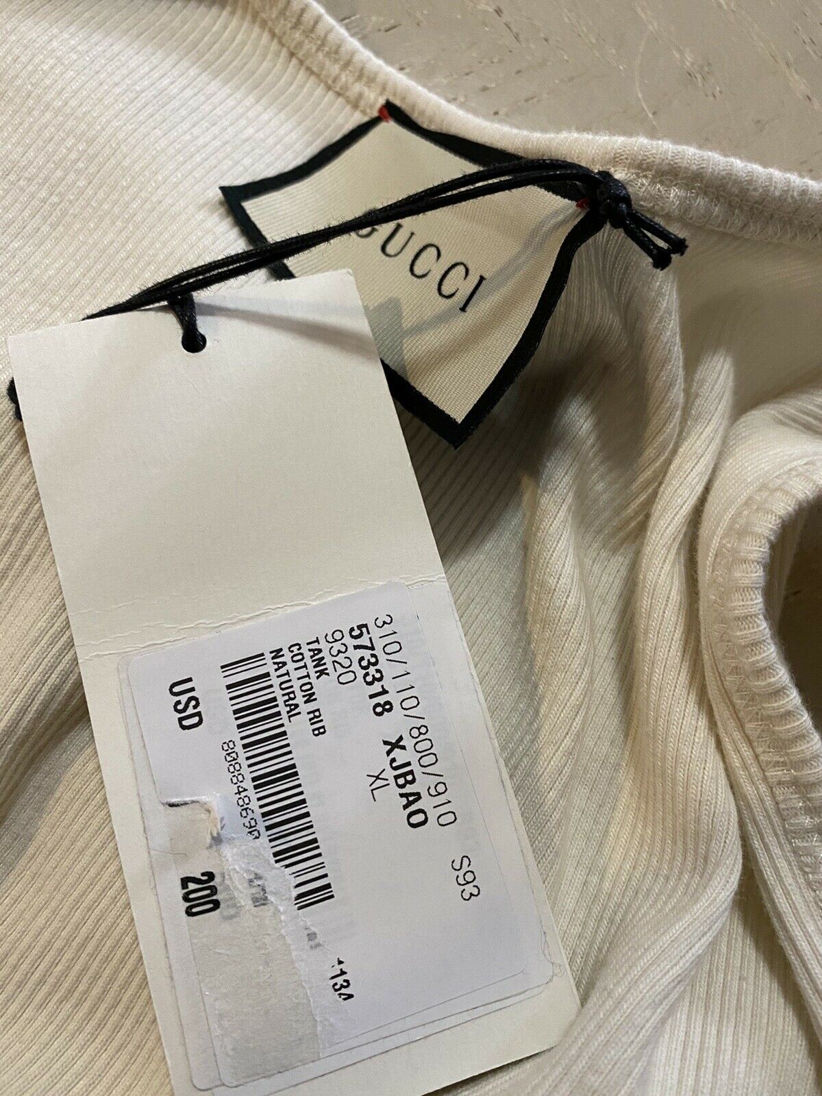 New Gucci Men’s Sleeveless T Shirt Ivory Size XL Italy