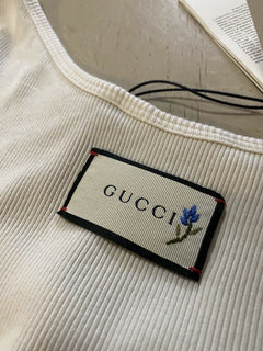 Neues ärmelloses T-Shirt für Herren von Gucci, Elfenbein, Größe XXL, Italien