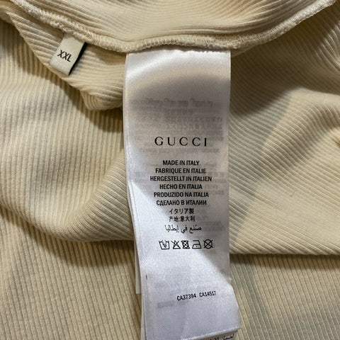 Neues ärmelloses T-Shirt für Herren von Gucci, Elfenbein, Größe XXL, Italien