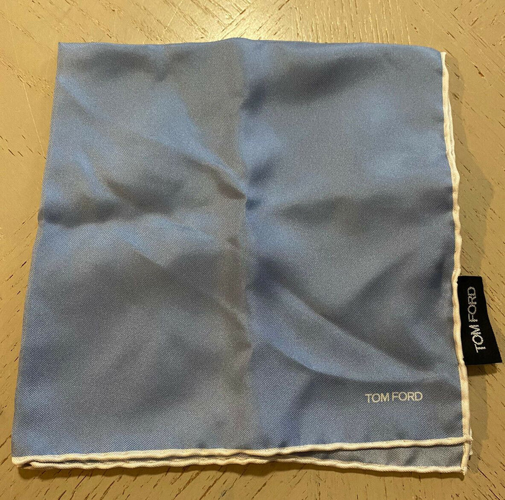 Neu 190 $ TOM FORD Seiden-Polka-Dot-Taschen-Sguare-Porchette-Taschentuch Blau