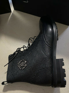 Neue 720 $ Roberto Cavalli Herren Lederstiefel Schuhe Schwarz 11,5 US/44,5 Eu Italien 