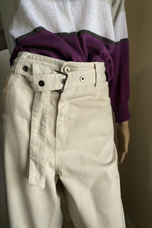 Neu $1595 Brunello Cucinelli Damen Geometry Caffed Belted Pants Oatmeal 10 US