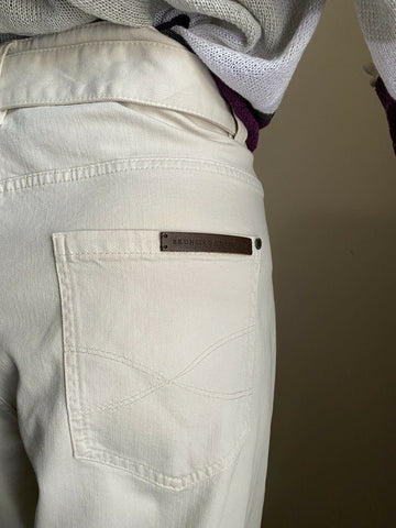 Новинка, 1595 долларов США, Brunello Cucinelli, женские брюки с геометрическим узором и поясом, овсяные 10, США