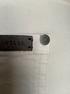 Neu $1595 Brunello Cucinelli Damen Geometry Caffed Belted Pants Oatmeal 10 US