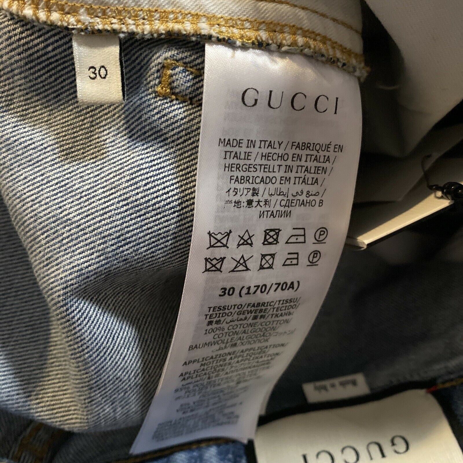СЗТ $1500 Мужские короткие джинсовые брюки Gucci синие, размер 30 США/44 ЕС