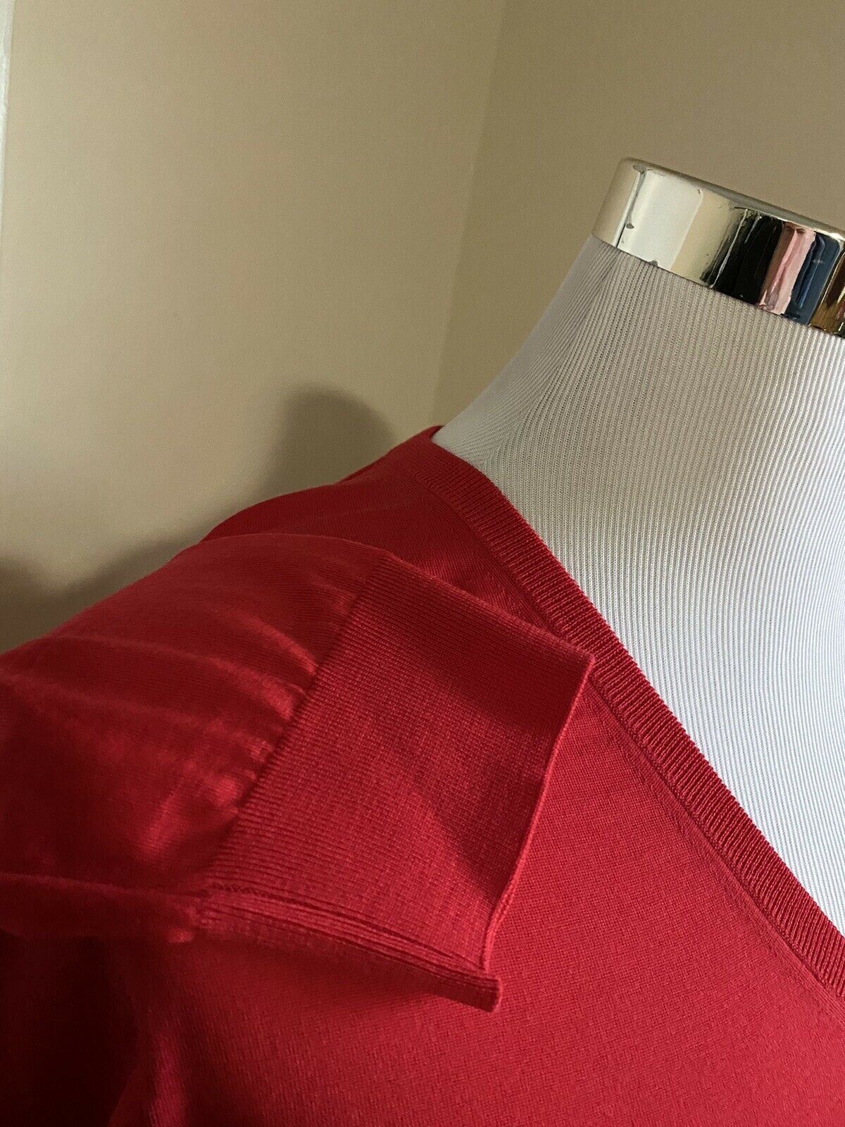 СЗТ $1200 Gucci Мужской шерстяной свитер с V-образным вырезом Красный Размер L Италия