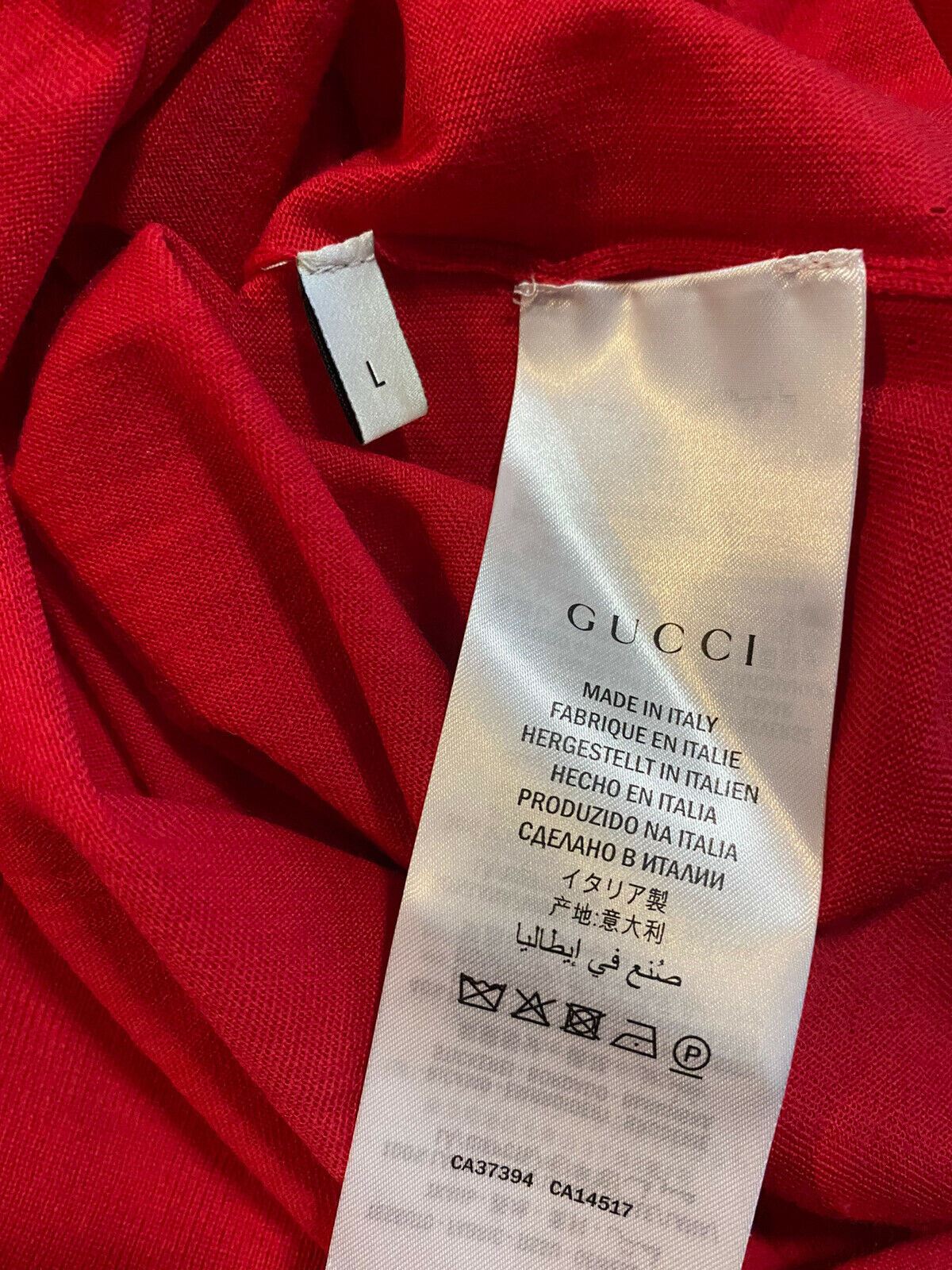 NWT $1200 Gucci Men Wool V Neck Sweater Red Size L Italy