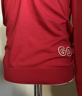 Neu mit Etikett: 1200 $ Gucci Herren Wollpullover mit V-Ausschnitt Rot Größe XL Italien
