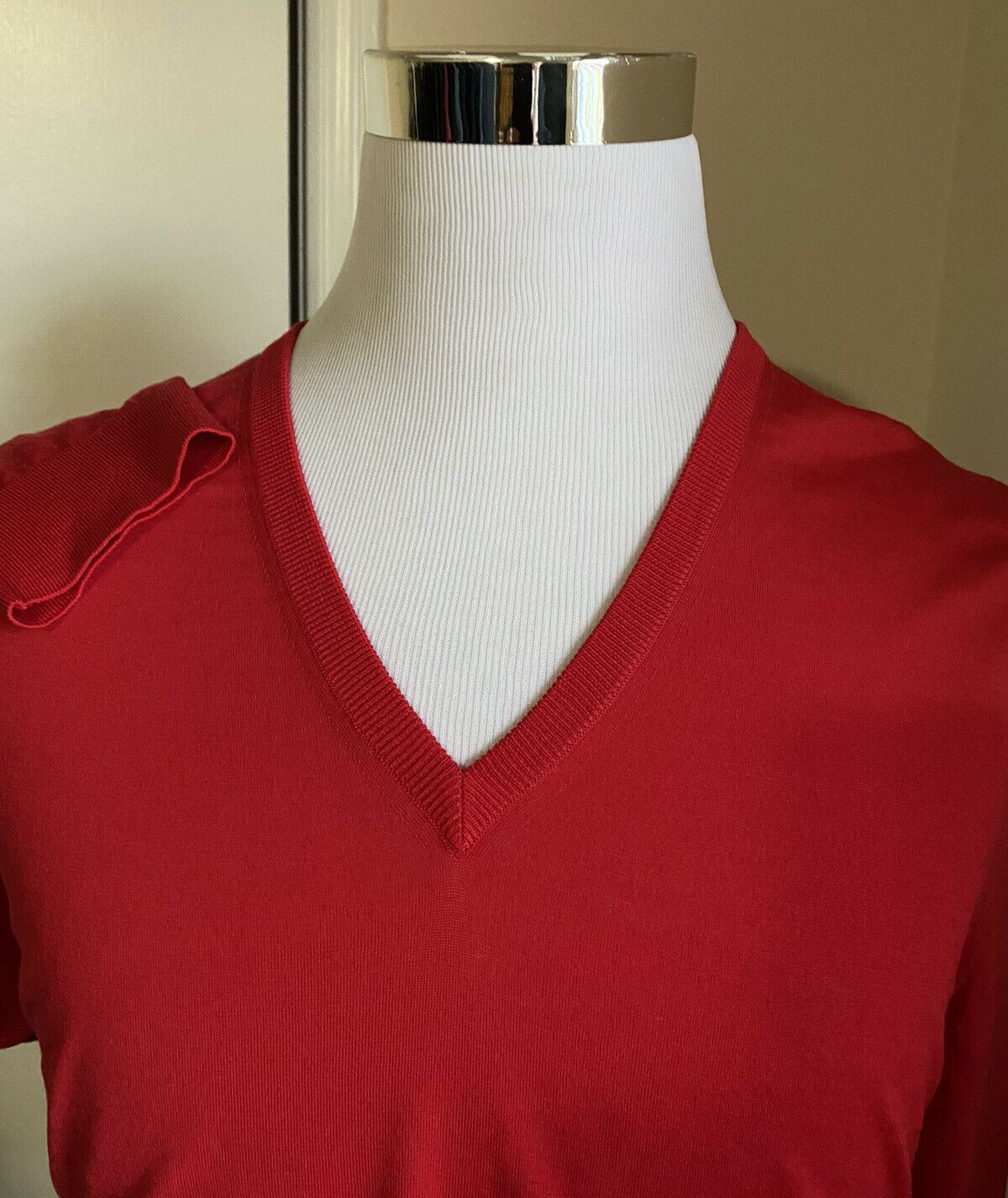 Neu mit Etikett: 1200 $ Gucci Herren Wollpullover mit V-Ausschnitt Rot Größe XL Italien