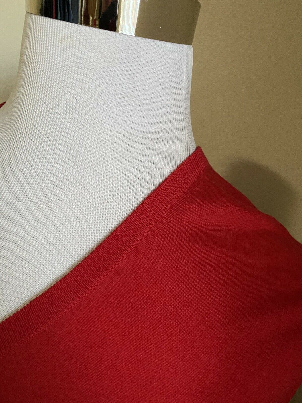 СЗТ $1200 Gucci Мужской шерстяной свитер с V-образным вырезом Красный Размер XL Италия