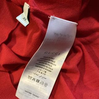 Neu mit Etikett: 1200 $ Gucci Herren Wollpullover mit V-Ausschnitt Rot Größe XL Italien