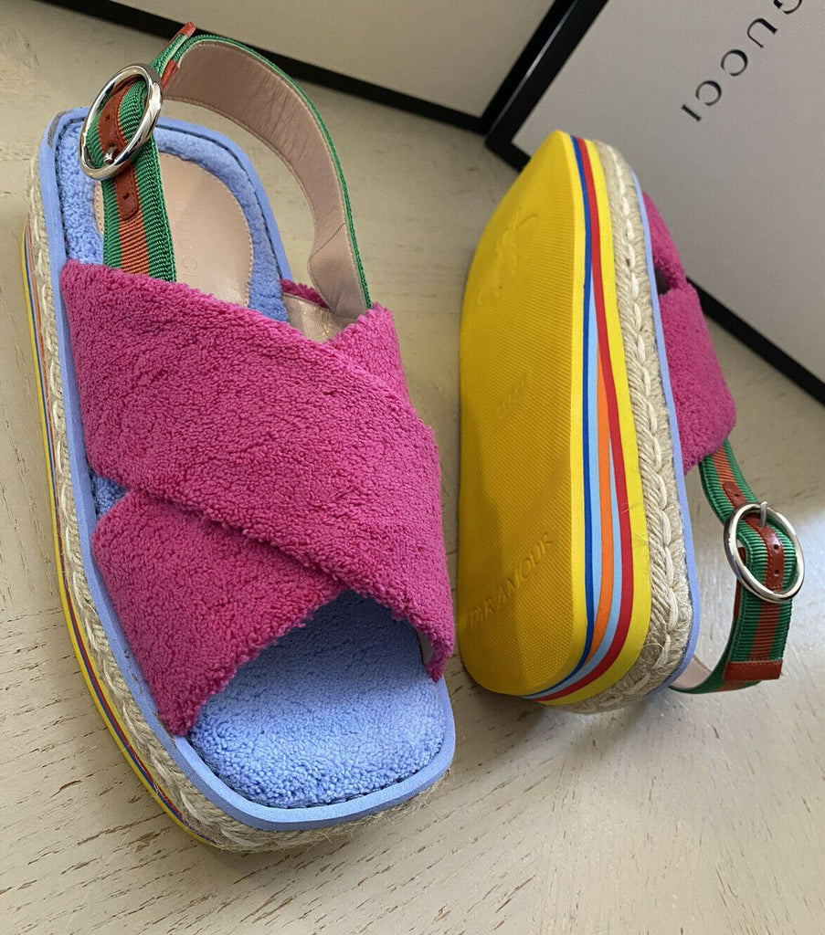 NIB Gucci Damen Sandale Espadrille Schuhe Violett/Rosa 6 US (36 Eu) Italien