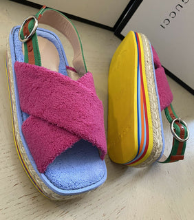 NIB Gucci Damen Sandale Espadrille Schuhe Violett/Rosa 6 US (36 Eu) Italien
