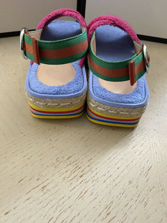 NIB Gucci Damen Sandale Espadrille Schuhe Violett/Rosa 6 US (36 Eu) Italien