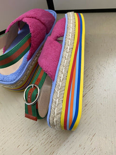 NIB Gucci Damen Sandale Espadrille Schuhe Violett/Rosa 6 US (36 Eu) Italien