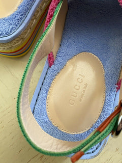 NIB Gucci Damen Sandale Espadrille Schuhe Violett/Rosa 6 US (36 Eu) Italien
