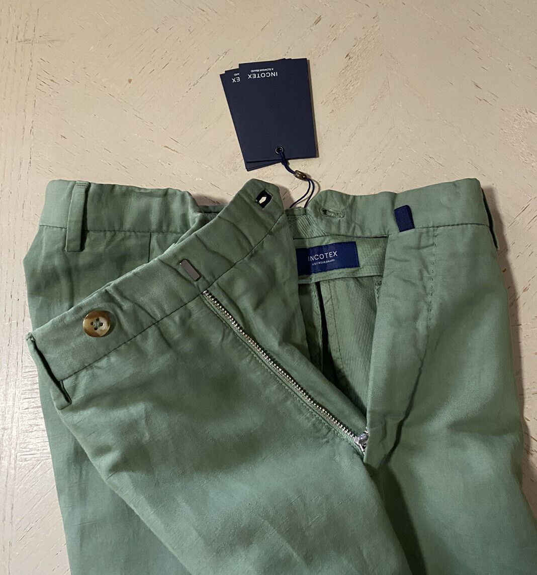 Мужские классические брюки NWT Incotex, зеленые 32 США (48 ЕС)