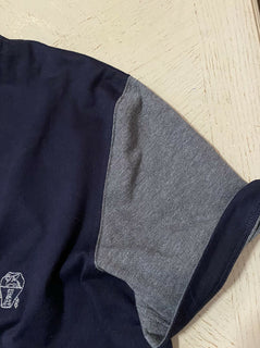 495 $ Brunello Cucinelli Herren-T-Shirt Slim Fit Marine/Grau Größe M Italien