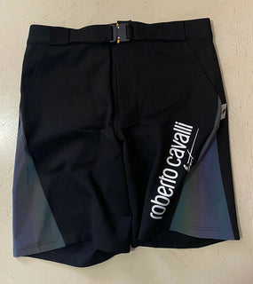Neu mit Etikett: 415 $ Roberto Cavalli Badeshorts für Herren, Schwarz, Größe S