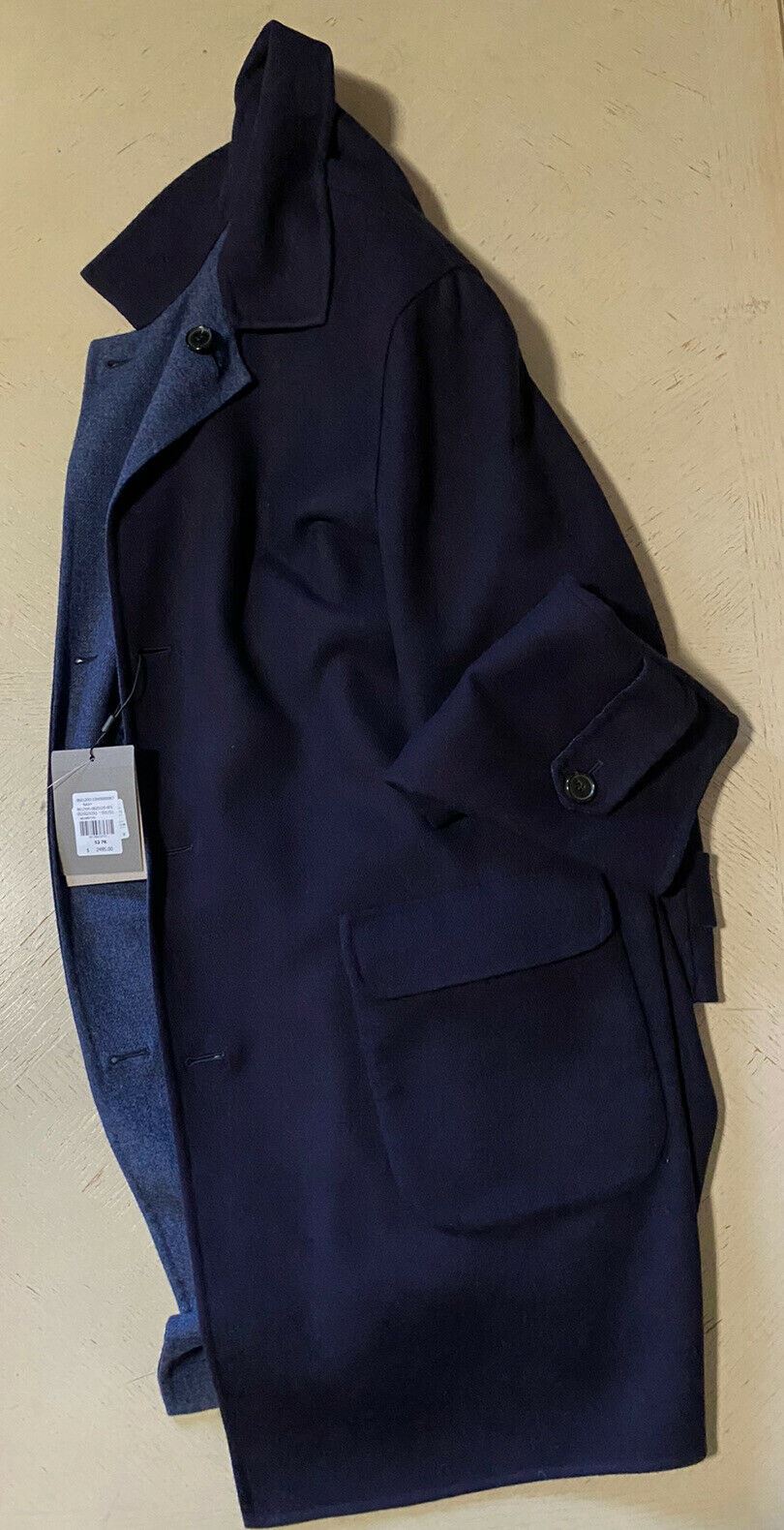 Neu 2495 $ Corneliani Reversible Wolle/Bargeld. Decklack Marineblau/Blau 42R US (52R Eu)