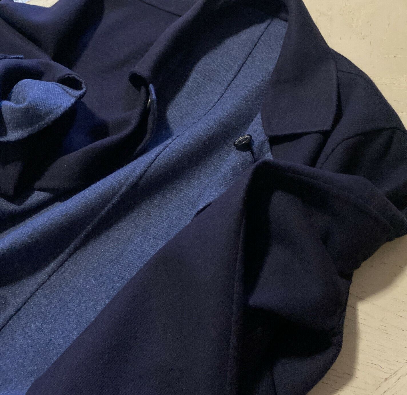 Neu 2495 $ Corneliani Reversible Wolle/Bargeld. Decklack Marineblau/Blau 42R US (52R Eu)