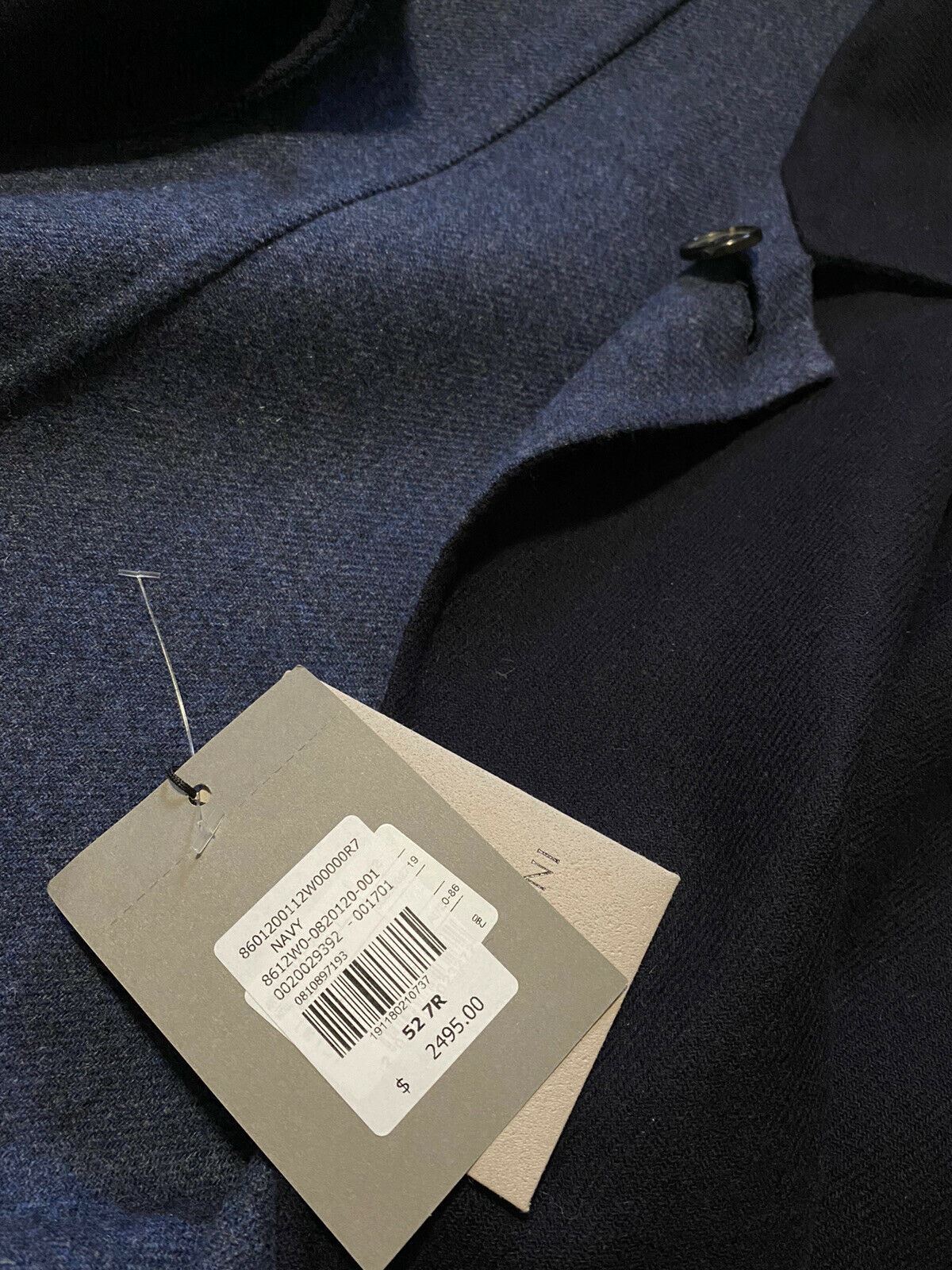 Neu 2495 $ Corneliani Reversible Wolle/Bargeld. Decklack Marineblau/Blau 42R US (52R Eu)