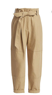 Neu $1595 Brunello Cucinelli Damen-Hose aus Leinen/Baumwolle mit Gürtel, Braun, 12 US