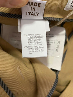Neu $1595 Brunello Cucinelli Damen-Hose aus Leinen/Baumwolle mit Gürtel, Braun, 12 US