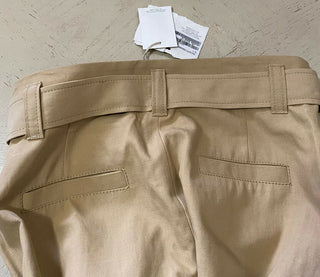 Neu $1595 Brunello Cucinelli Damen-Hose aus Leinen/Baumwolle mit Gürtel, Braun, 12 US
