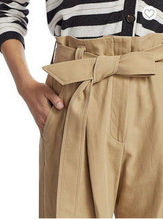 Neu $1595 Brunello Cucinelli Damen-Hose aus Leinen/Baumwolle mit Gürtel, Braun, 12 US