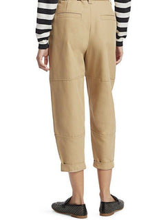Neu $1595 Brunello Cucinelli Damen-Hose aus Leinen/Baumwolle mit Gürtel, Braun, 12 US