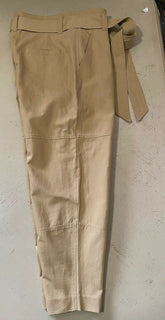 Neu $1595 Brunello Cucinelli Damen-Hose aus Leinen/Baumwolle mit Gürtel, Braun, 12 US