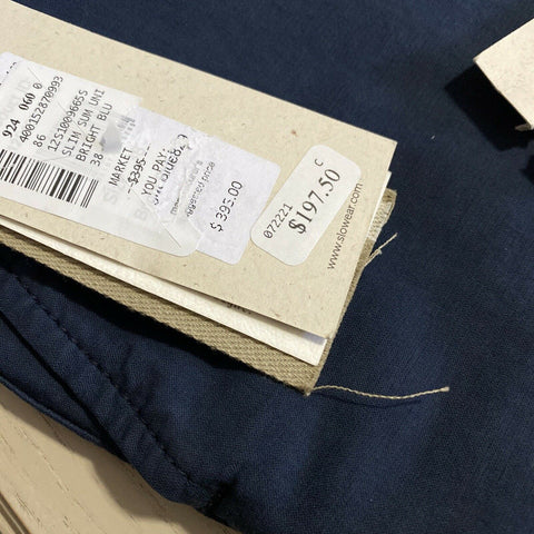 Мужские брюки узкого кроя NWT S395 Incotex ярко-синие 38 США (54 ЕС)